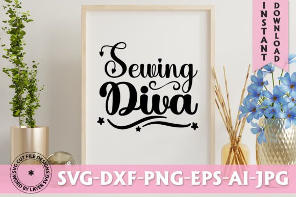 Sewing Diva SVG: Graphics for T-Shirt Designs