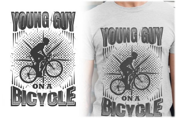 Young Guy on Bicycle Graphics for T-Shirt Designs